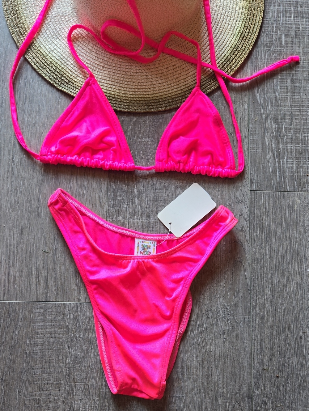 Hot Pink Triangle Bikini Set. Small